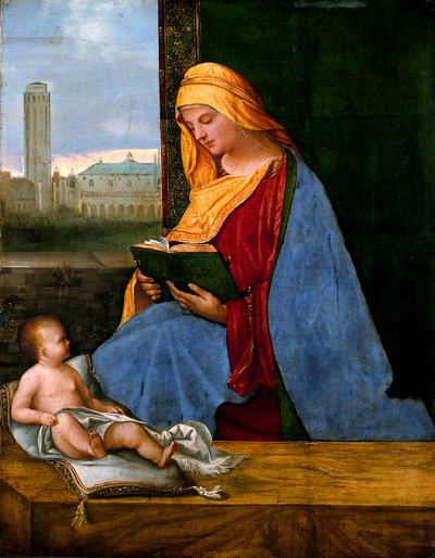 Panna s dítětem s výhledem na Benátky (Tallardská madona) od circle of Giorgione