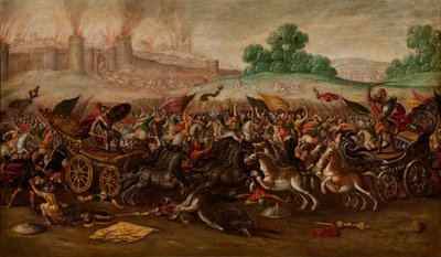 Pálení Jeruzaléma Nebukadnecarovou armádou od Circle of Juan de la Corte