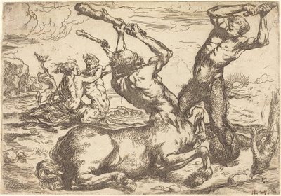Bitva mezi Kentaurem a Tritonem od Circle of Jusepe de Ribera