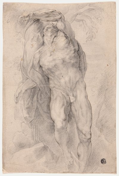 Mužský akt přivázaný ke stromu od Circle of Peter Paul Rubens