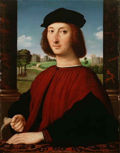 Portrét mladého muže v červeném od Circle of Raphael
