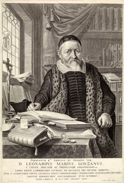 D. Leonardus Marius Goezanus, hospoda. rytina 1654. od Claes Corneliszoon Moeyaert