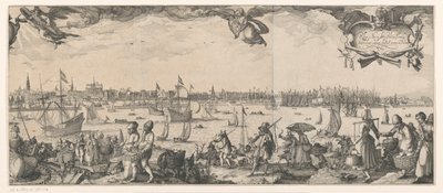 Profil Amsterdamu, při pohledu z IJ (pravá část) od Claes Jansz. Visscher (II)