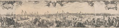 Profil Amsterdamu, při pohledu z IJ, sestávající ze dvou částí od Claes Jansz. Visscher (II)