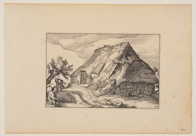 Stodola, z knihy Krajiny (Verscheyden aerdige Lanthuysen...) od Claes Jansz. Visscher