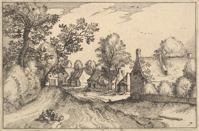 A Village Road, deska 7 od 1610 od Claes Jansz Visscher