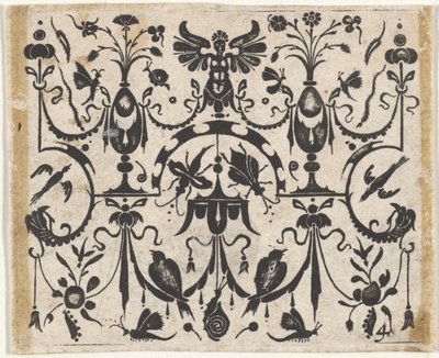 Blackwork Print se symetrickým groteskním vzorem, ca. 1620. od Claes Jansz Visscher