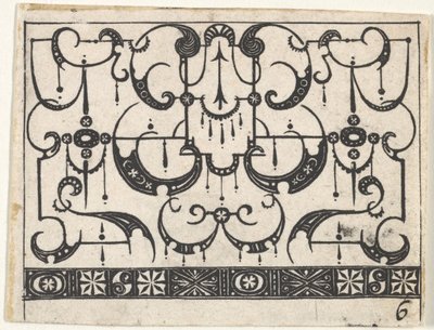 Blackwork Print s celoplošným vzorem Schweifwerk, ca. 1620. od Claes Jansz Visscher