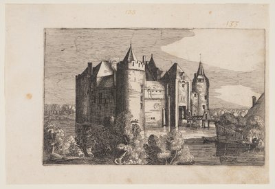 Hrad Muiden, z knihy Čtyři hrady v Holandsku a Utrechtu od Claes Jansz. Visscher