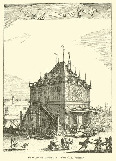 Waag (Vážicí dům) v Amsterdamu od Claes Jansz Visscher