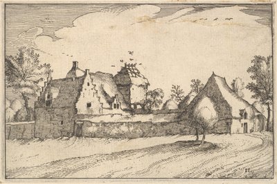 Walled Farm, deska 11 z Regiunculae et Villae alikvotní Ducatus Brabantiae, ca. 1610 od Claes Jansz Visscher