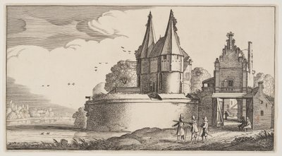 Bašta a městská brána na řece, z knihy Krajiny (Playsante Lantschappen) od Claes Jansz. Visscher II