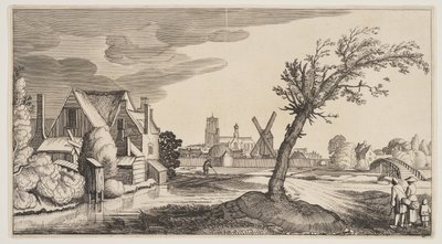Dům na rybníku za městem, z knihy Krajiny (Playsante Lantschappen) od Claes Jansz. Visscher II