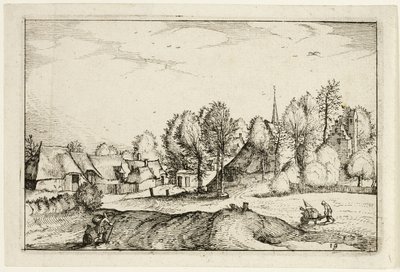Cesta do vesnice, devatenáct desek podle obrázků farem, venkovských domů a vesnic (Praediorum villarum et rusticarum casularum icones) od Claes Jansz. Visscher II