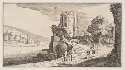 Kulatá věž na řece, z knihy Krajiny (Playsante Lantschappen) od Claes Jansz. Visscher II