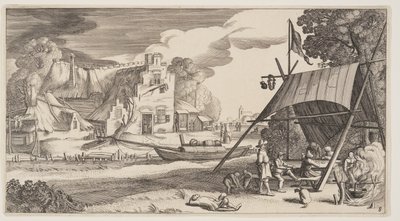 Stan s venkovany, z knihy Krajiny (Playsante Lantschappen) od Claes Jansz. Visscher II