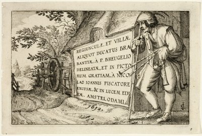 Titulní strana, podle obrázků farem, venkovských domů a vesnic (Praediorum villarum et rusticarum casularum icones) od Claes Jansz. Visscher II