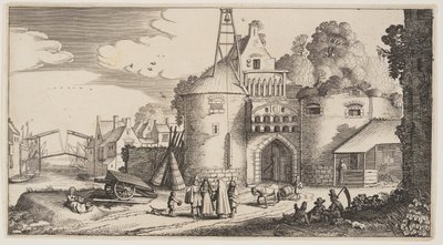 Městská brána, z knihy Krajiny (Playsante Lantschappen) od Claes Jansz. Visscher II