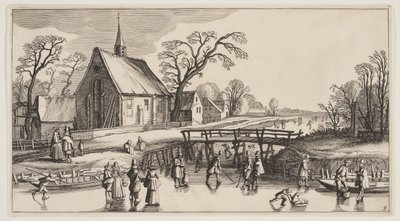Zimní krajina, z knihy Krajiny (Playsante Lantschappen) od Claes Jansz. Visscher II