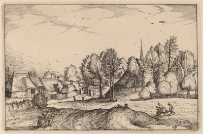 Cesta do vesnice od Claes Jansz Visscher after Johannes van Doetechum, the Elder after Lucas