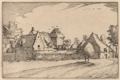 Zděná farma od Claes Jansz Visscher after Johannes van Doetechum, the Elder after Lucas