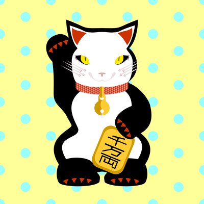 korálek neko šťastná kočka od Claire Huntley