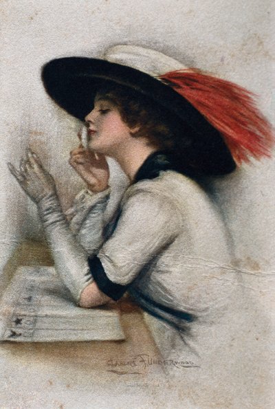 Elegantní mladá žena hlasující ve volbách v roce 1920 ve Spojených státech, 20. století (barva litho) od Clarence F. Underwood