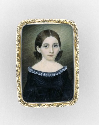 Portrét dívky, kolem roku 1845 (akvarel na slonovině, zlacení a skle) od Clarissa Peters