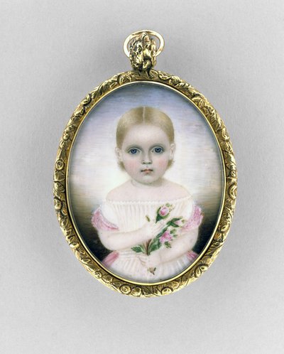 Portrét dívky, kolem roku 1840 (akvarel na slonovině, zlacení a skle) od Clarissa Peters Russell