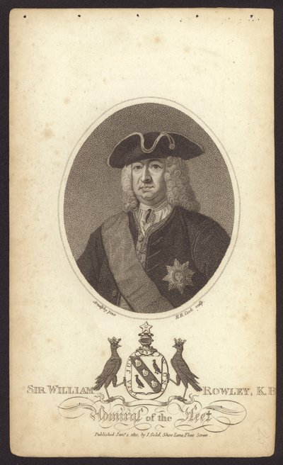 Sir William Rowley, britský admirál (rytina) od Claude Arnulphy