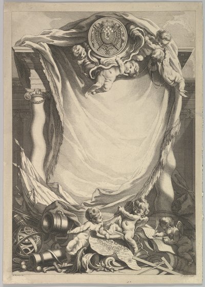Rám pro dedikační talíř, 18. století. od Claude Augustin Duflos
