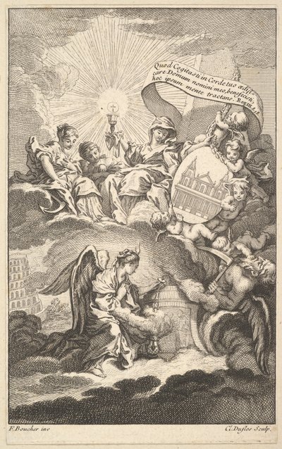 Frontispis, z budovy St. Sulpice od Alexise Pirona, ca. 1744. od Claude Augustin Duflos