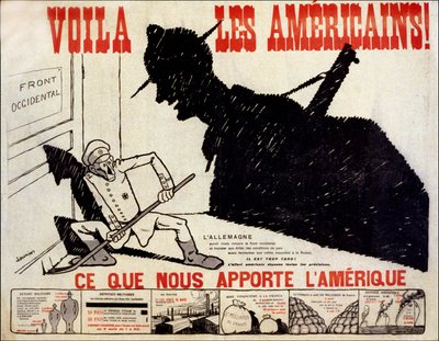 Tady jsou Američané a to, co nám Amerika přináší - plakát o americkém válečném úsilí, nemocný. Charles Saunier (narozen 1865) od Claude-Charles (attr. to) Saunier