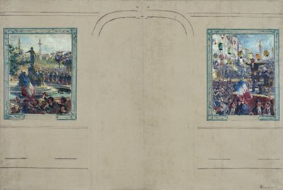 Skica radnice 12. pařížského obvodu: Place de la Nation. Place de la Bastille, kolem roku 1910 (olej na plátně) od Claude Charles Bourgonnier