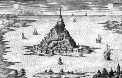 Mount Saint Michel v Normandii (Francie), rytina Chastillon od Claude Chastillon