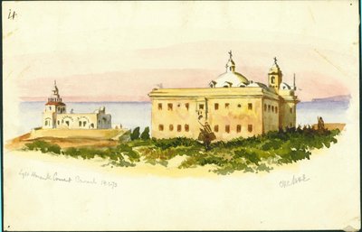 Light House and Convent, Carmel, 1873 (my a tužka na papíře) od Claude Conder