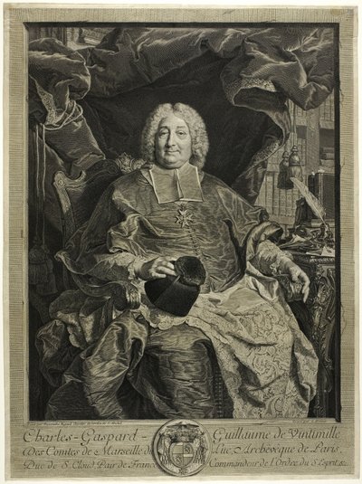 Portrét Charles-Gaspard-Guillaume de Ventimiglia, arcibiskup z Paříže od Claude Drevet