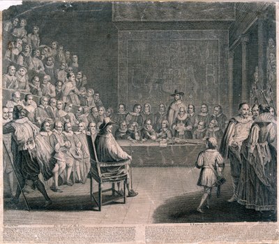 Proces s králem Karlem I., Westminsterský palác, c1725 od Claude Dubosc