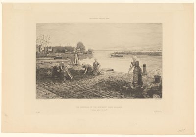 Ženy plení nábřeží v severním Holandsku Plevele na chodníku, Nord Holland (titul na objektu) od Claude Faivre