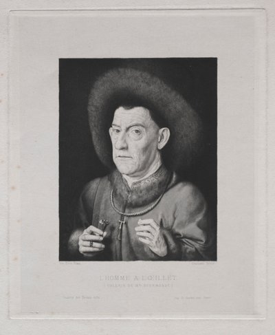Muž s růžovou. od Claude Ferdinand Gaillard