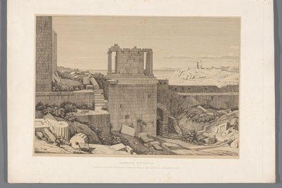 Gezicht op de Akropolis van Athene Akropole v Aténách (název na objektu) Pohledy na nejznámější místa starověkého Řecka (...) (název série) od Claude Félix Théodore Caruelle d