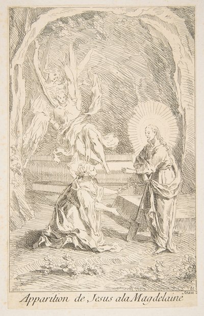 Kristus zjevující se Marii Magdaleně.a.n.d. Tvůrci: Claude Gillot, Jacques Gabriel Huquier. od Claude Gillot, Jacques Gabriel Huquier