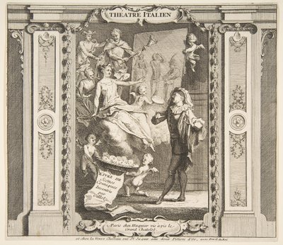 Frontispis k Theater Italien.n.d. Tvůrci: Claude Gillot, Jacques Gabriel Huquier. od Claude Gillot, Jacques Gabriel Huquier