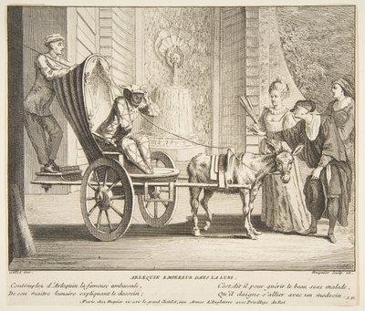 Harlekýn, císař na Měsíci.n.d. Tvůrci: Claude Gillot, Jacques Gabriel Huquier. od Claude Gillot, Jacques Gabriel Huquier