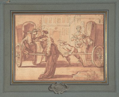 Die Szene der zwei Kutschen od Claude Gillot