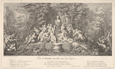 Festival Diany, přerušený satyry Feste de Diana, perturbée par des Satyres..., ca. 1786. od Claude Gillot