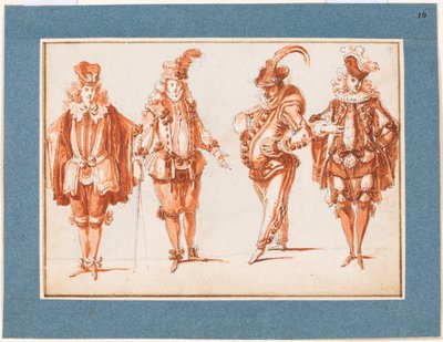 Vier Kostümfiguren od Claude Gillot