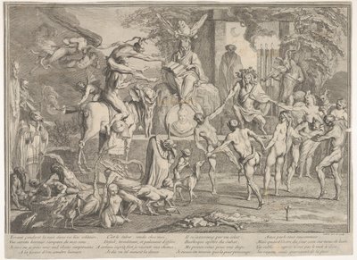 Witches Sabbath, v noční krajině, nekromancer sedící nahoře uprostřed..., ca. 1700-1720. od Claude Gillot