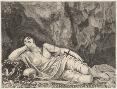 St. Mary Magdalena ležící v jeskyni. od Claude Goyrand