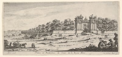 Pohled na bránu sídla královny matky, ze série Pohledy a nové ..., ca. 1644. od Claude Goyrand